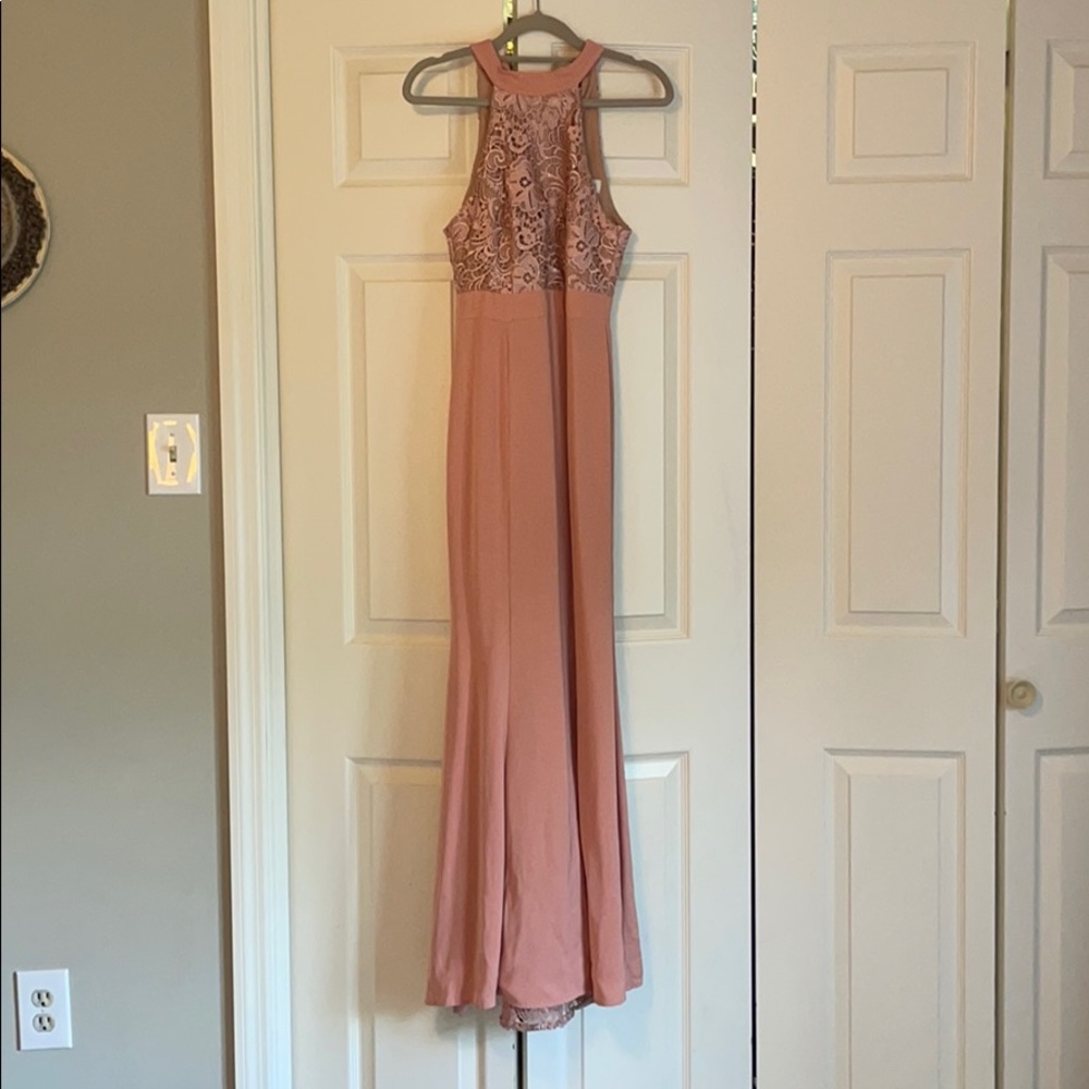 Jarlo Petite Halter Maxi Dress With Lace Bodice